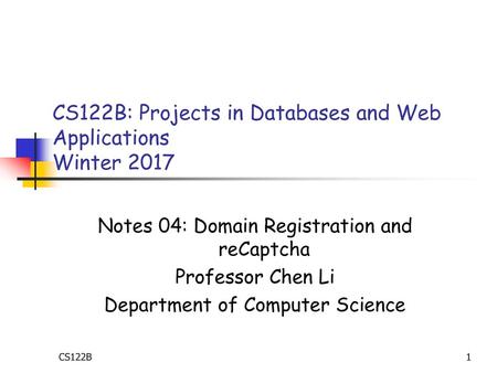 CS122B: Projects in Databases and Web Applications Winter 2017