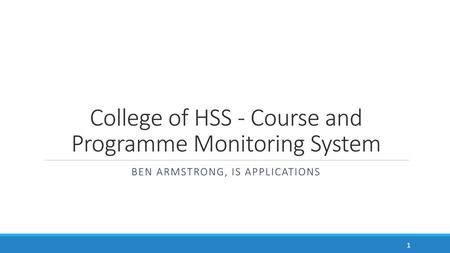 College of HSS - Course and Programme Monitoring System