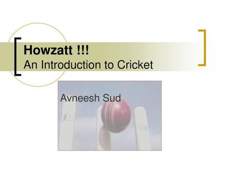 Howzatt !!! An Introduction to Cricket