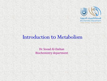 Introduction to Metabolism