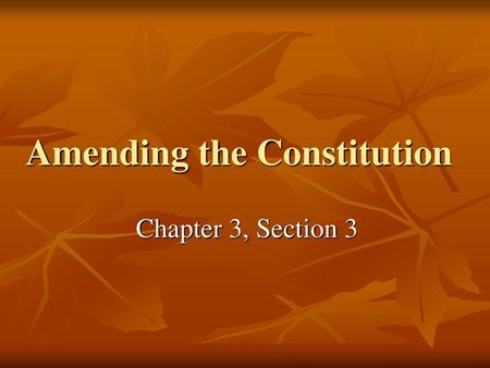 Amending the Constitution