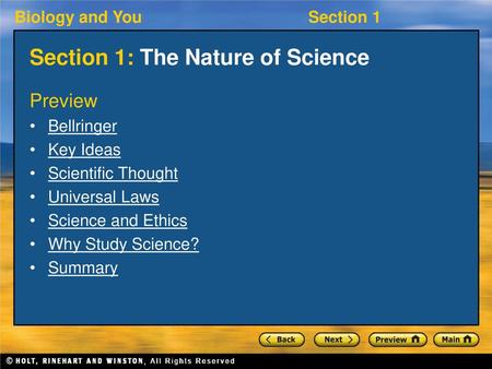 Section 1: The Nature of Science