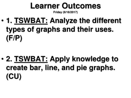 Learner Outcomes Friday (8/18/2017)