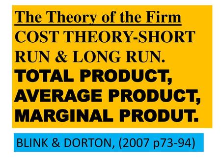 COST THEORY-SHORT RUN & LONG RUN.