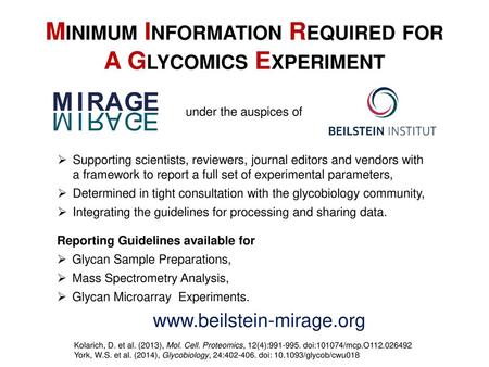 Minimum Information Required for A Glycomics Experiment