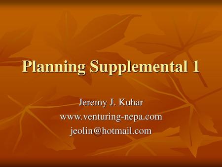 Planning Supplemental 1