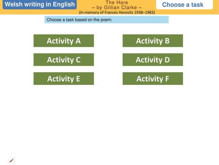 Activity A Activity B Activity C Activity D Activity E Activity F