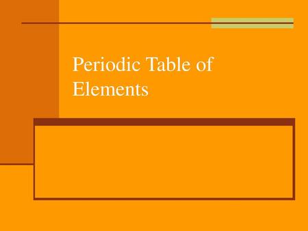 Periodic Table of Elements