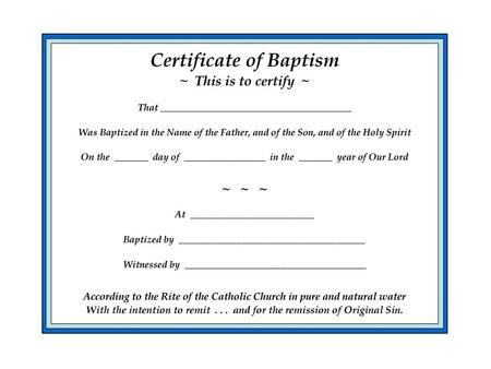 Certificate of Baptism