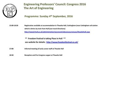 Engineering Professors’ Council: Congress 2016 The Art of Engineering