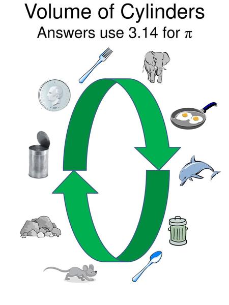 Volume of Cylinders Answers use 3.14 for π.