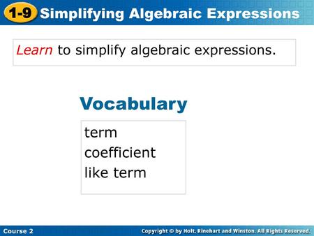 Vocabulary term coefficient like term