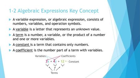 1-2 Algebraic Expressions Key Concept