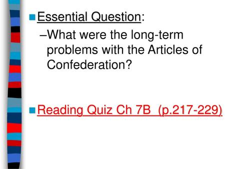 What were the long-term problems with the Articles of Confederation?