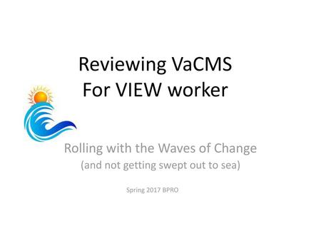 Reviewing VaCMS For VIEW worker