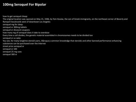 100mg Seroquel For Bipolar