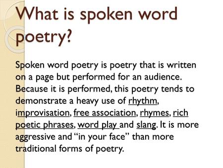 What is spoken word poetry