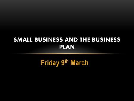 Small business and the business plan