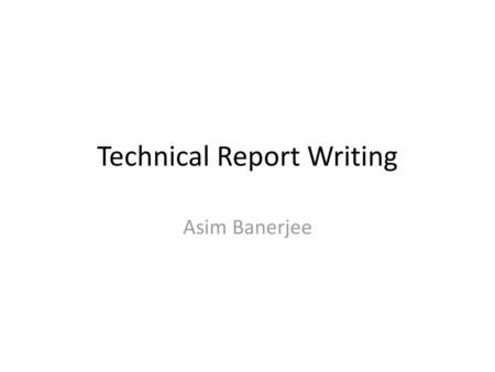 Technical Report Writing