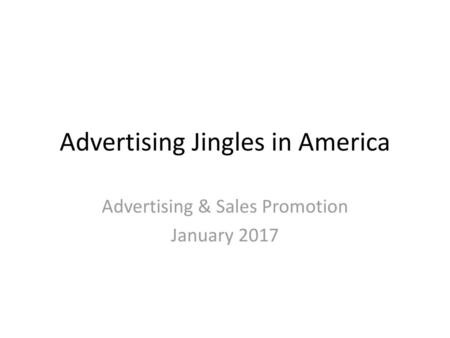 Advertising Jingles in America