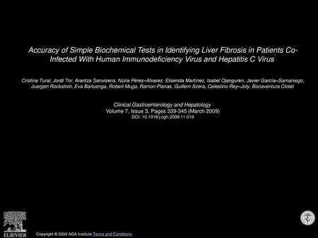 Accuracy of Simple Biochemical Tests in Identifying Liver Fibrosis in Patients Co- Infected With Human Immunodeficiency Virus and Hepatitis C Virus  Cristina.