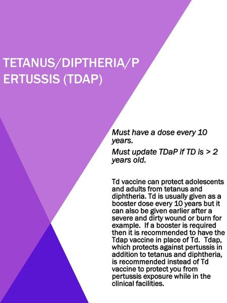 Tetanus/diptheria/pertussis (TDaP)