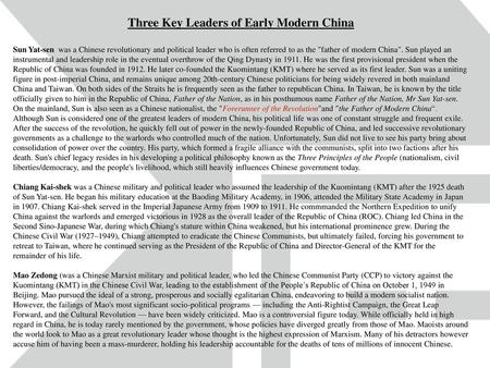 Three Key Leaders of Early Modern China