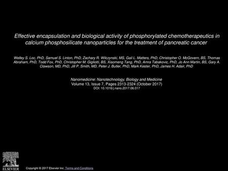 Effective encapsulation and biological activity of phosphorylated chemotherapeutics in calcium phosphosilicate nanoparticles for the treatment of pancreatic.