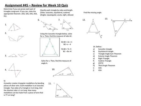 Assignment #45 – Review for Week 10 Quiz