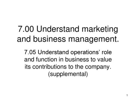 7.00 Understand marketing and business management.