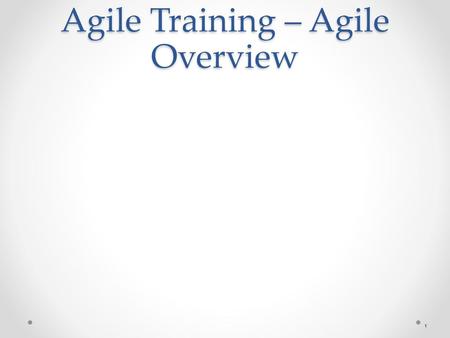 Agile Training – Agile Overview