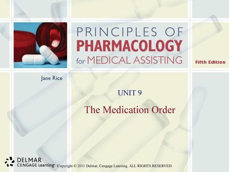 UNIT 9 The Medication Order.