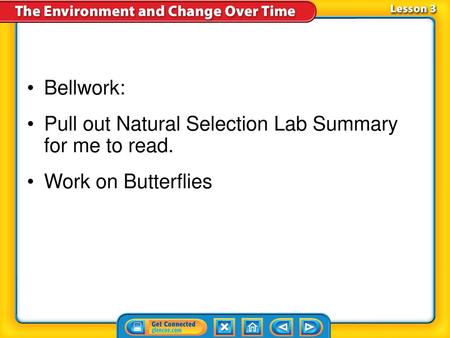 Bellwork: Pull out Natural Selection Lab Summary for me to read.