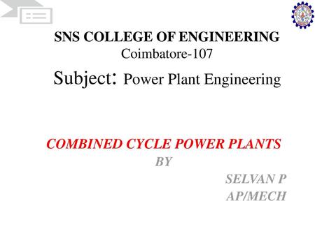 COMBINED CYCLE POWER PLANTS BY SELVAN P AP/MECH