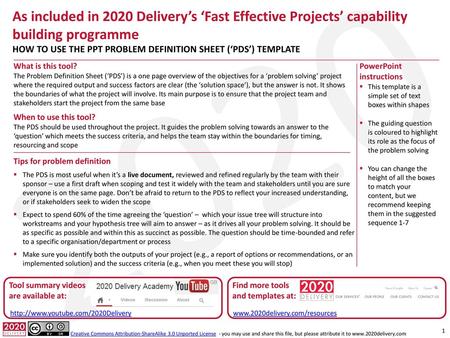 HOW TO USE THE PPT PROBLEM DEFINITION SHEET (‘PDS’) TEMPLATE