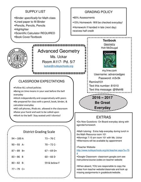 Advanced Geometry Ms. Uckar Room A117- Pd. 5/ – 2017