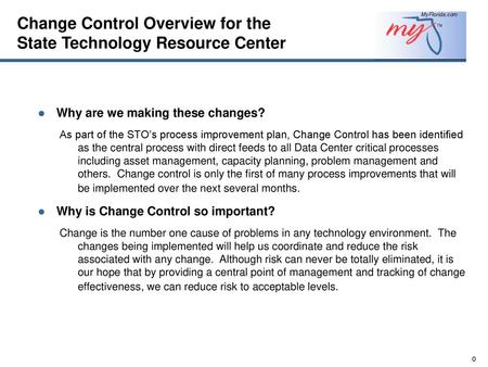 Change Control Overview for the State Technology Resource Center