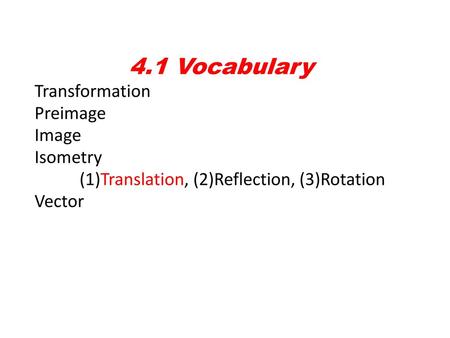 4.1 Vocabulary Transformation Preimage Image Isometry