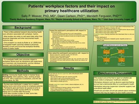 Patients’ workplace factors and their impact on