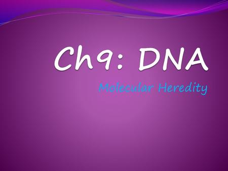 Ch9: DNA Molecular Heredity.