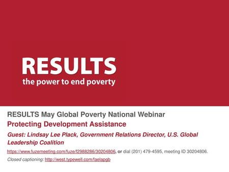 RESULTS May Global Poverty National Webinar