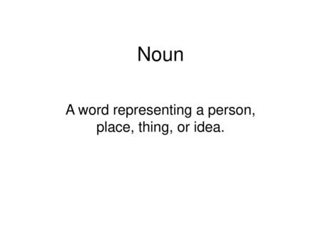 A word representing a person, place, thing, or idea.