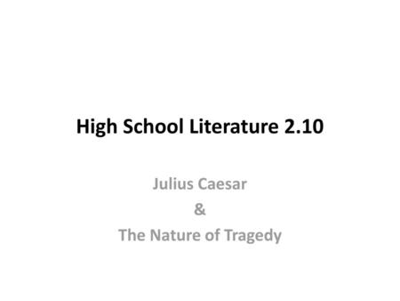 High School Literature 2.10