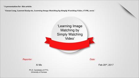 ‘Learning Image Matching by Simply Watching Video’