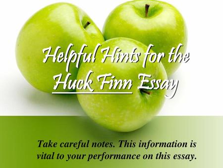 Helpful Hints for the Huck Finn Essay