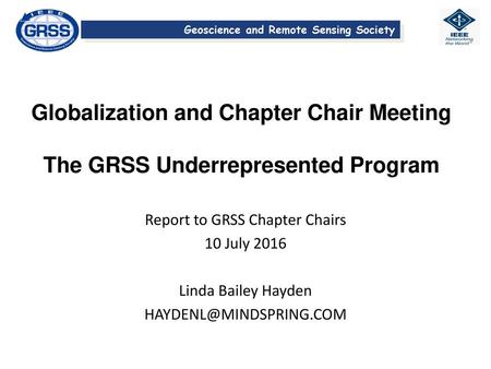 Report to GRSS Chapter Chairs