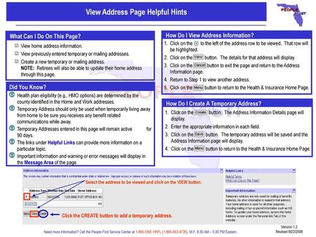 View Address Page Helpful Hints