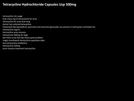 Tetracycline Hydrochloride Capsules Usp 500mg