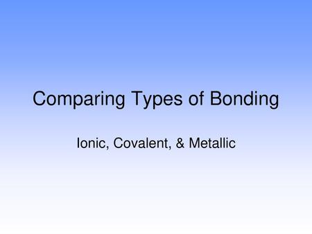 Comparing Types of Bonding