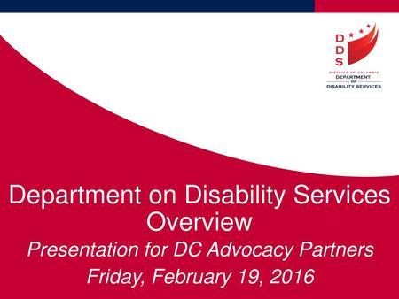 Department on Disability Services Overview